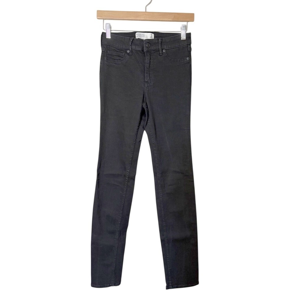 Abercrombie & Fitch Black Straight Mid Rise Jeans Size 2 Long 26x33‎